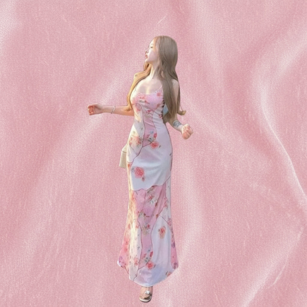 Vestido longo tomara que caia com estampa floral LOVENTIELL®