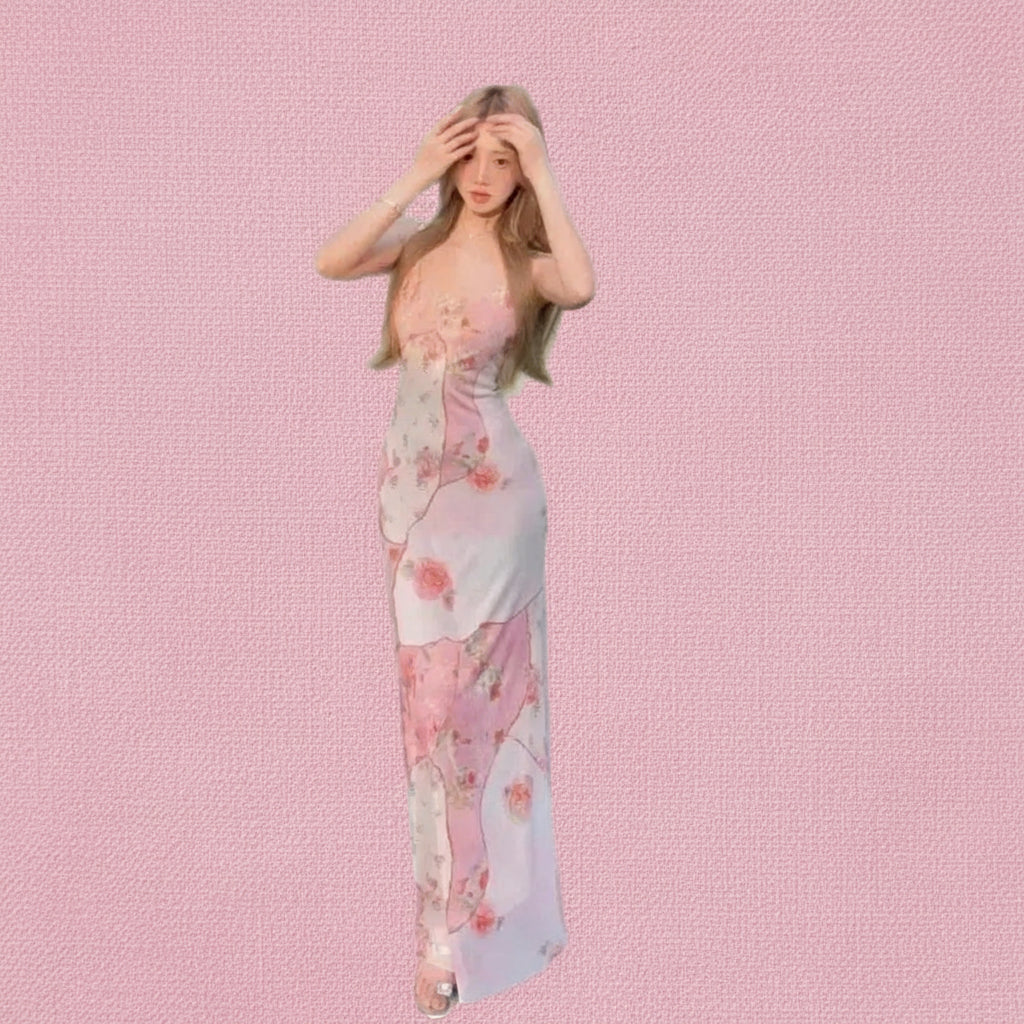 Vestido longo tomara que caia com estampa floral LOVENTIELL®