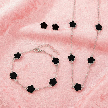 Conjunto de joias pretas florais LOVENTIELL®