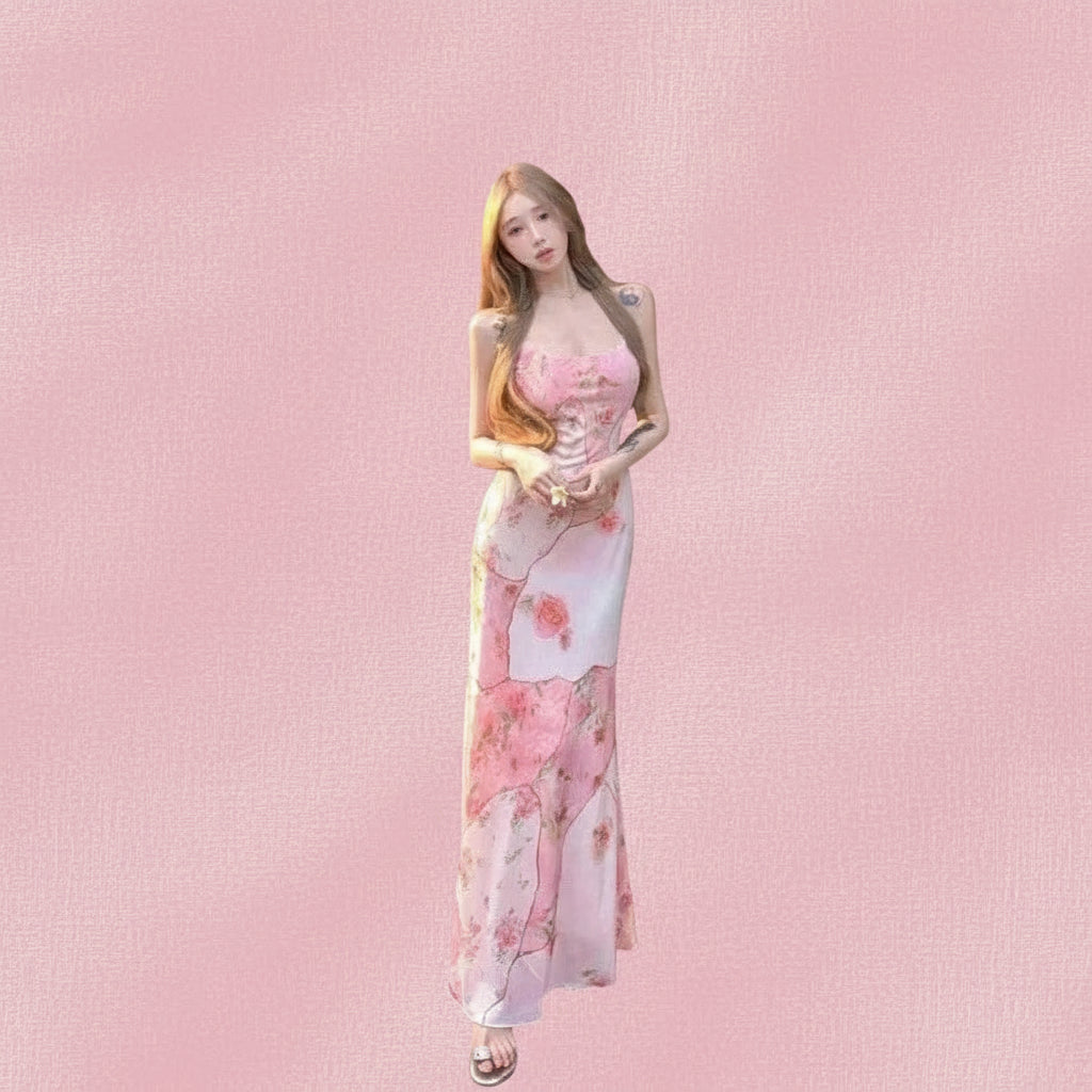 Vestido longo tomara que caia com estampa floral LOVENTIELL®