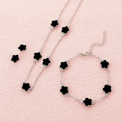Conjunto de joias pretas florais LOVENTIELL®